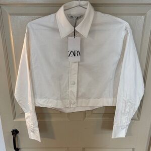 Zara Cropped Button-Up Shirt